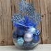 Christmas Centerpiece Silver and Blue Holiday Decoration