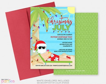Christmas in July Invitation, Christmas in July, Summer Christmas, Summer Santa, Santa in July, xmas July, July Christmas | 629