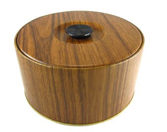 Faux Bois Ice Bucket Mid-Century Bar Ice Tin Vintage Ice Bucket Vintage Barware Vintage Bar Decor Guildcraft Tin Vintage Tin Insulated Tin
