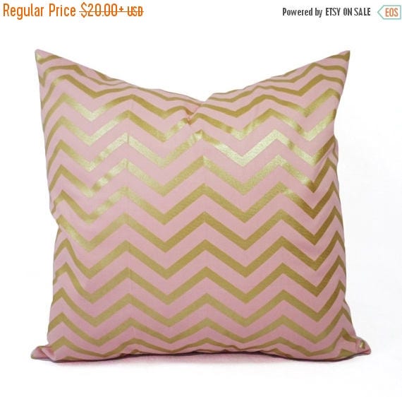 15 OFF SALE Two Metallic Gold Pillow Covers Pink and Gold