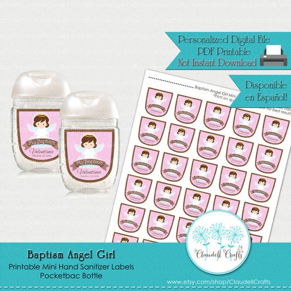 baptism angel girl printable mini hand sanitizer pocketbac label tags