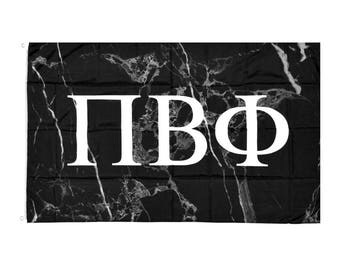 Pi Beta Phi Dark Marble Background White Letters Sorority Flag 3' x 5'