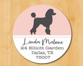 Poodle Return Address Sticker | Standard Poodle Stickers | Round Address Label | Poodle Dog Label | Dog Sticker | Gift for Dog Lover
