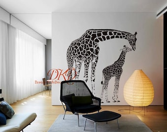 Giraffe decal, giraffe decor, giraffe wall decal, giraffe wall art, giraffe wall sticker, Jungle Art Mural Safari Decals-DK039