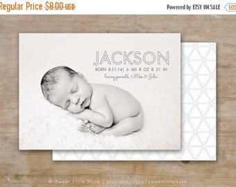ON SALE Birth Announcement Template - 5x7 boy birth announcement template - photography template INSTANT Download