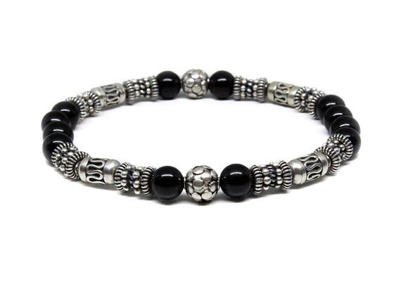 Black Onyx and Sterling Silver Bracelet Bracelet for Men For