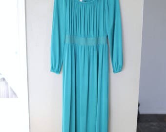 vintage turquoise blue maxi dress