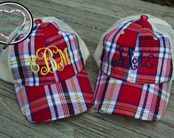 Monogrammed Plaid Ladies Baseball Cap - Monogrammed Cap - Monogrammed Hat - Bridesmaid Gift - Birthday Gift - Monogram Baseball Cap