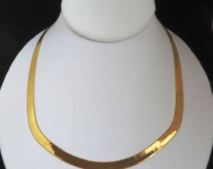 Premier Designs Gold Tone Necklace, Vintage Flat Chain Necklace, Designer Brand Jewelry