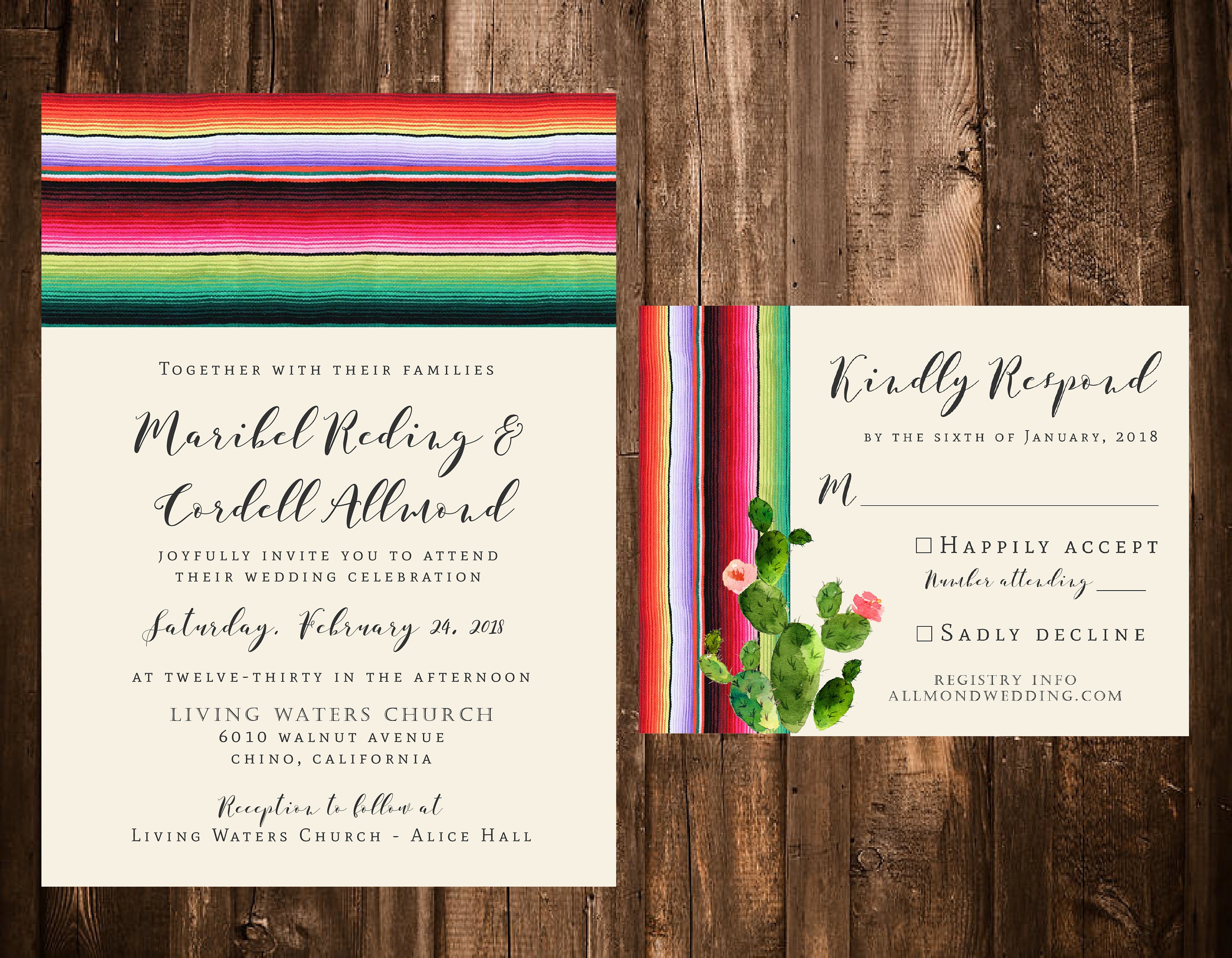 Spanish Blanket Wedding Invitations Mexico Mexican