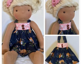 Waldorf doll dress and hair clip 14-16"