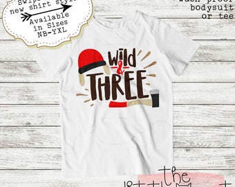 Birthday Shirt - Three - Toddler Shirt - 3rd Birthday - Wild And Free - Toddler Birthday - Threenager - Wild And Three Shirt - Three Years
