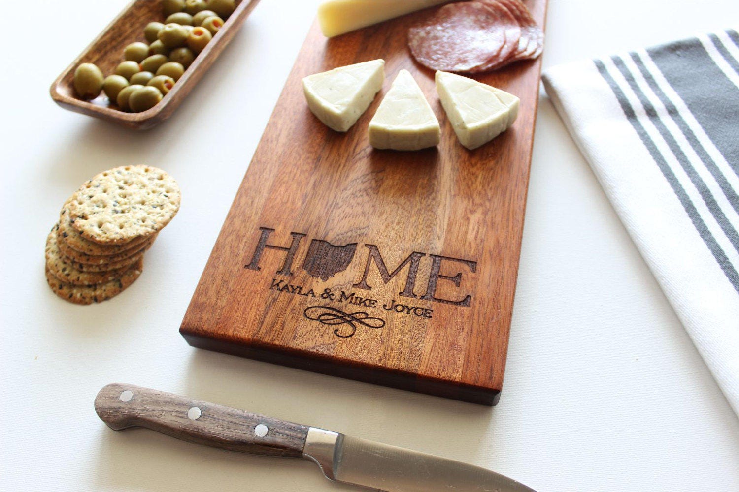 Personalized Cheese Board Custom Name Home Decor Christmas