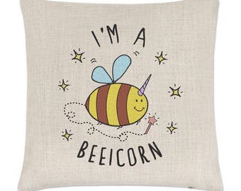 I'm A Beeicorn Linen Cushion Cover