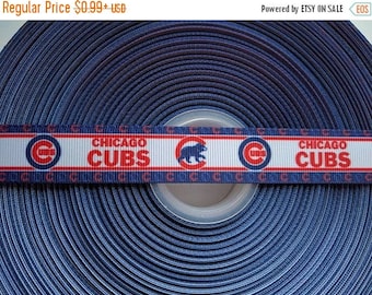 FLASH SALE CHICAGO Cubs 7/8" 22mm Grosgrain Hair Bow Craft Ribbon 3182