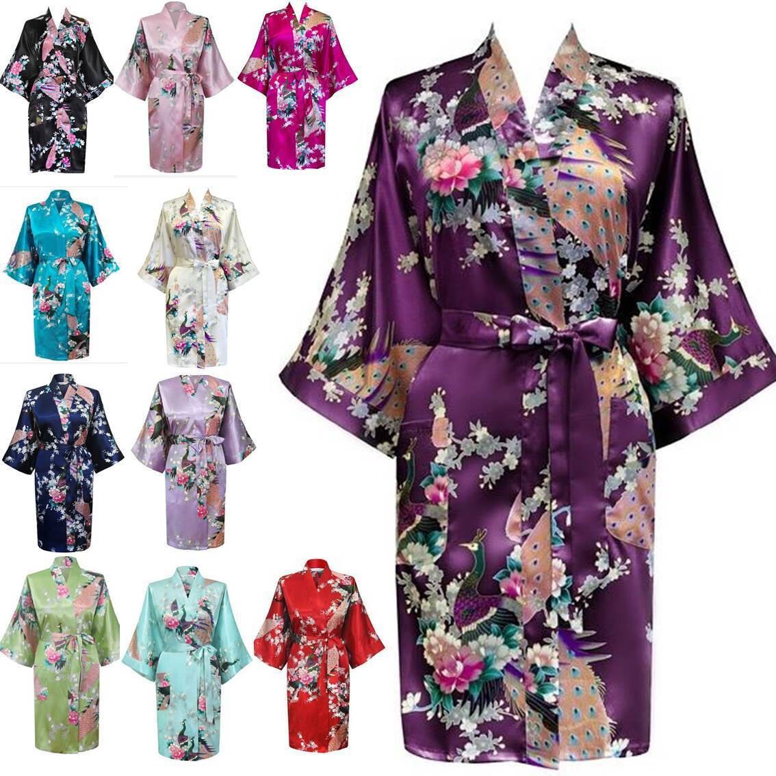 Sale Clearance Floral Satin Peacock Plus Size Robes SATIN
