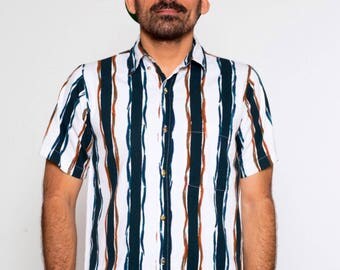 VTG 90s Green Stripe Saved By The Bell Short Sleeve Shirt