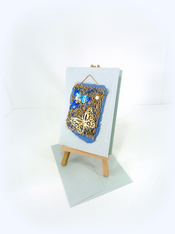 Woven art gift card Handmade art card Unique gift Collage wall