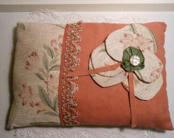 Romantic large flower fabric cushion