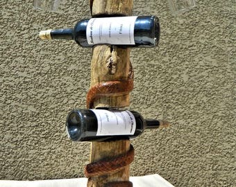 Bottle and glasses in Driftwood