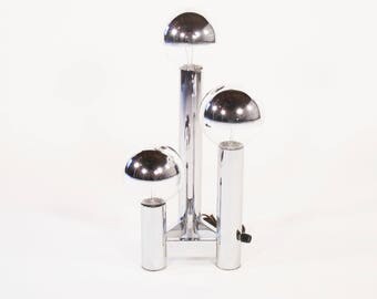Mid Century Tubular Chrome Globe Table Lamp with Dimmer