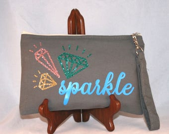 Canvas Cosmetic bag, pencil case, wristlet
