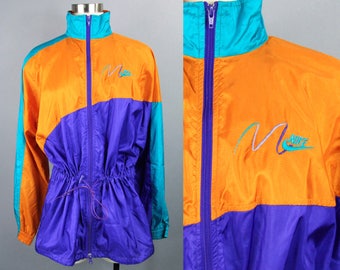 90s Nike Windbreaker Mens Medium, 90s Nike Track Jacket Full Zip, Vintage Nike Neon Windbreaker Lightweight Jacket, Nike Gray Tag