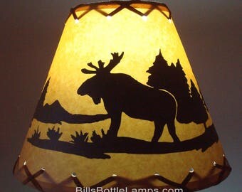 Moose LAMP SHADE Rustic Cottage Table Light Lamp Shade Oil Kraft Clip On Bulb Moose LAMP SHADE Rustic Cottage Table Light Lamp Shade Oil Kraft Clip On Bulb