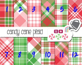 Candy Cane Plaid, Red and Green Plaid Adhesive Pattern Outdoor 651 Vinyl, HTV Heat Transfer Vinyl and Iron On Vinyl or Glitter HTV.