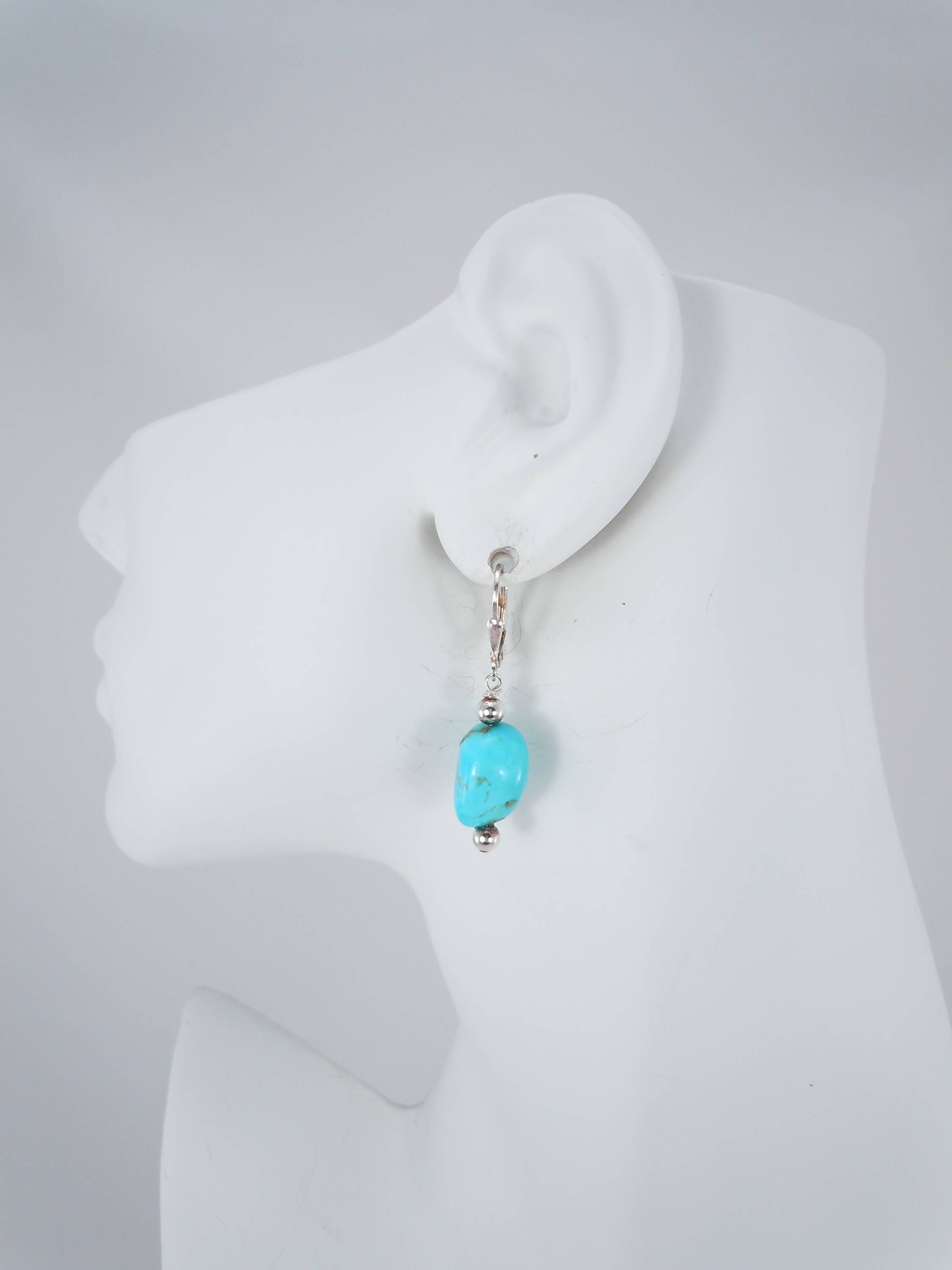 Elemental Gems Sleeping Beauty Turquoise Triple Row Huggie Hoop Earrings