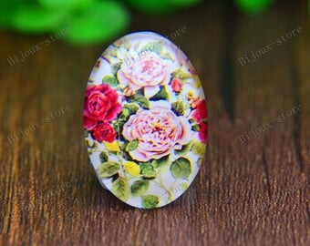 Set of 2 oval 18x25mm B851394 glass Cabochons