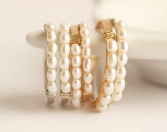 Tiny Pearl Ring. Freshwater Pearl Ring. White Pearl Ring. Dainty Pearl Ring. Tiny Dainty White Freshwater Pearl Ring.