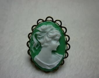 Bague Camée vert & blanc