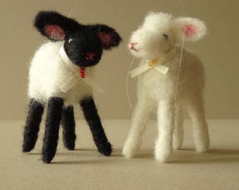 Lamb Decorations | Christmas Tree Ornaments | Needle Felted Sheep | Soft Sculptures | Farmyard Animals | Lamb Ornaments | Countryside Decor