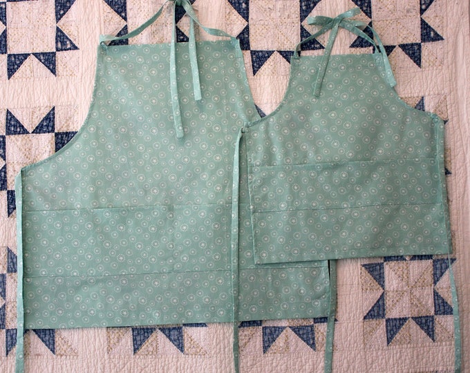 Adult Apron in Pale Blue with White Stars. Roomy Pocket. Man's Apron. Super Star Apron in Light Blue Guy's Valentine gift for BBQ Master