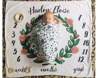 Monthly personalized baby blanket