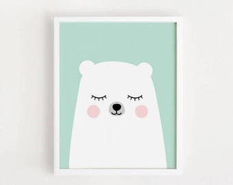 Printable Bear art Poster bebe Instant download Baby Room Decor cute Bear Wall art Animal Nursery Art 50 x 70, 8x10, 11x14 Digital print
