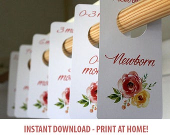 Floral - Baby Girl Closet Dividers and Organizers - Printable - Baby Room - Nursery Decor - Nursery Organization - Baby Shower Gift - Print