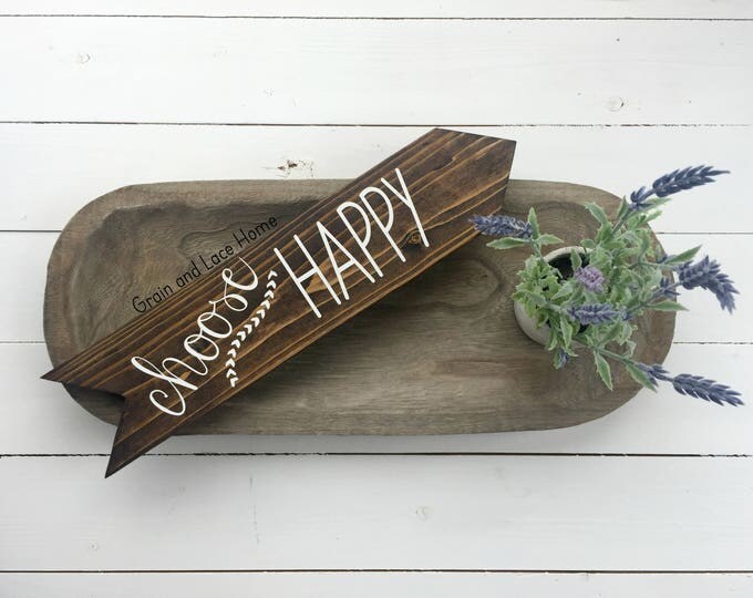 Choose Happy Arrow Wood Sign