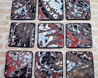Flat square bead with Street Art designs