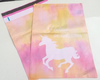 FREE SHIPPING! 25 Brand New Designer UNICORN Print 10" x 13" Flat Poly Mailers Postal Package Envelopes Bags