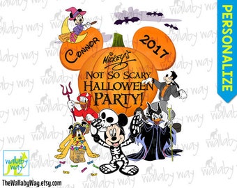 Mickey's Not So Scary Halloween Party Disney Printable Iron On Transfer or Use as Clip Art - DIY Personalized Matching Shirts, Download 2016