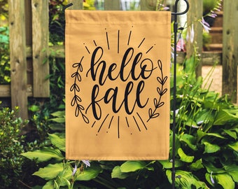 Hello Fall Garden Flag, Personalized Garden Flag, Garden Decor, Monogram Flag, Personalized Flag, Autumn Flag, Halloween Flag, Pumpkin Flag