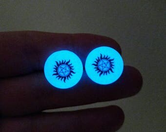 Glowing Pentagram Earrings - Supernatural Themed - Sam Winchester, Dean Winchester, Castiel