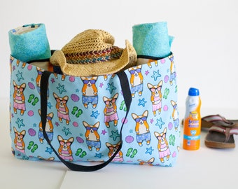 Corgi Weekender Beach Tote Bag (Pembroke or Cardigan)