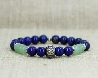 Green aventurine bracelet Lapis lazuli jewelry Zodiac jewelry Cancer bracelet Cancer jewelry Zodiac bracelet Cancer gift men gift for sister