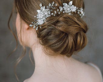 Wedding Hair Comb, Leaf hair comb, Bridal Hair Accessory, Flower Hair Piece, Wedding Headpiece, Silver Leaves, Wedding Hair Pin, Bridal Comb