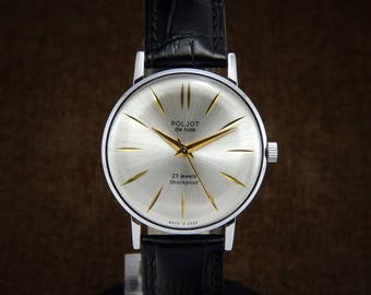 Poljot De Luxe NOS Ultra Slim Soviet Mens Watch From 70s - poljot omega seamaster mens swiss watch longines raketa art deco watch cartier