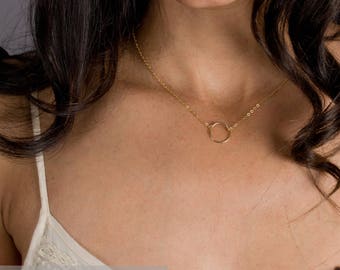 Dainty Circle Necklace, Gold Circle Necklace, Karma Necklace, Gift for her, 14k Gold Fill, Sterling Silver, LEILAjewelryshop, N200