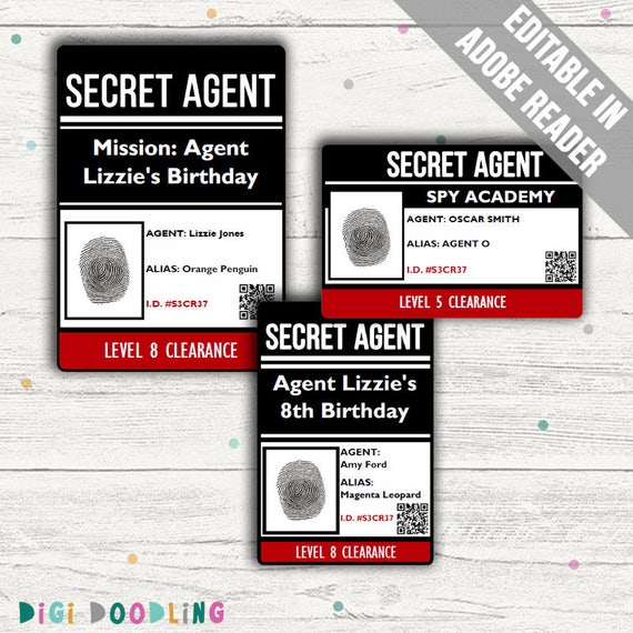 Secret Agent Id Card Spy Id Badge Ideal For A Secret Agent